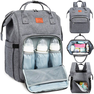 Keababies Diaper Bag Backpack - Classic Grey