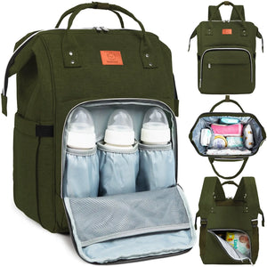 Keababies Diaper Bag Backpack - Dark Olive