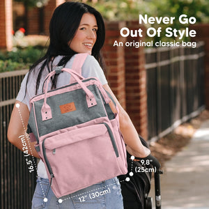 Keababies Diaper Bag Backpack - Pink Gray