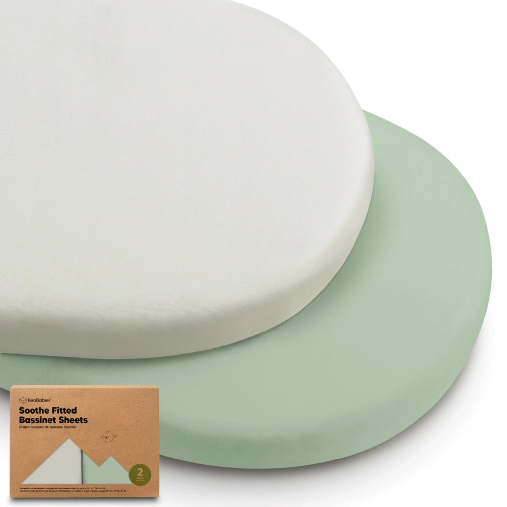 Keababies Soothe Fitted Bassinet Sheets 2pk - Sage