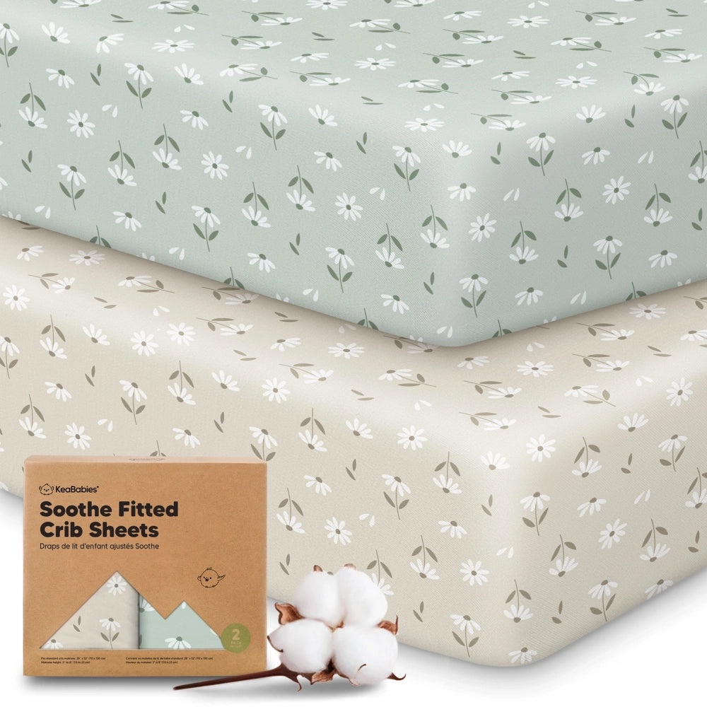 Keababies Organic Cotton Fitted Crib Sheets 2pk - Daisies
