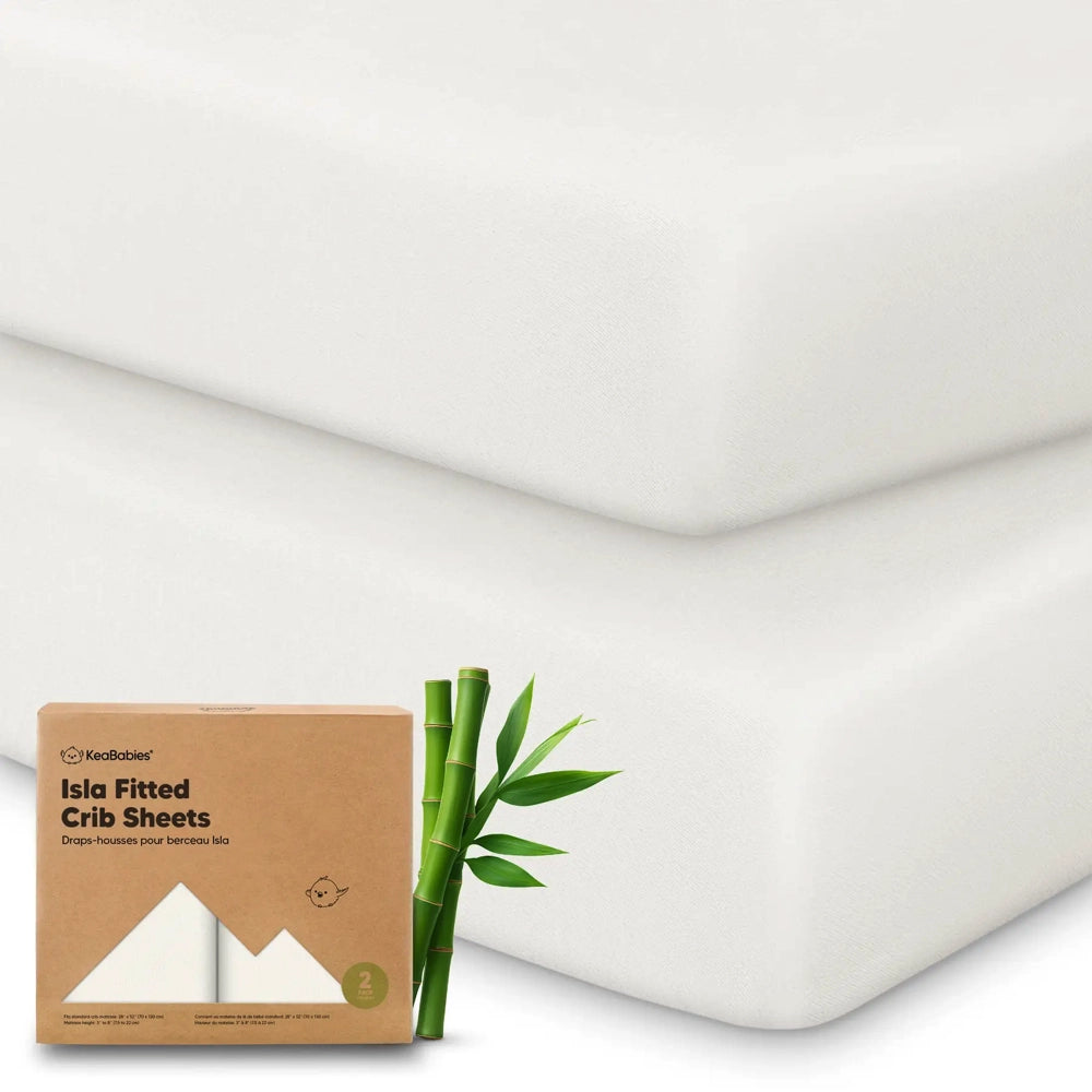 Keababies Bamboo Fitted Crib Sheets 2pk - Soft White