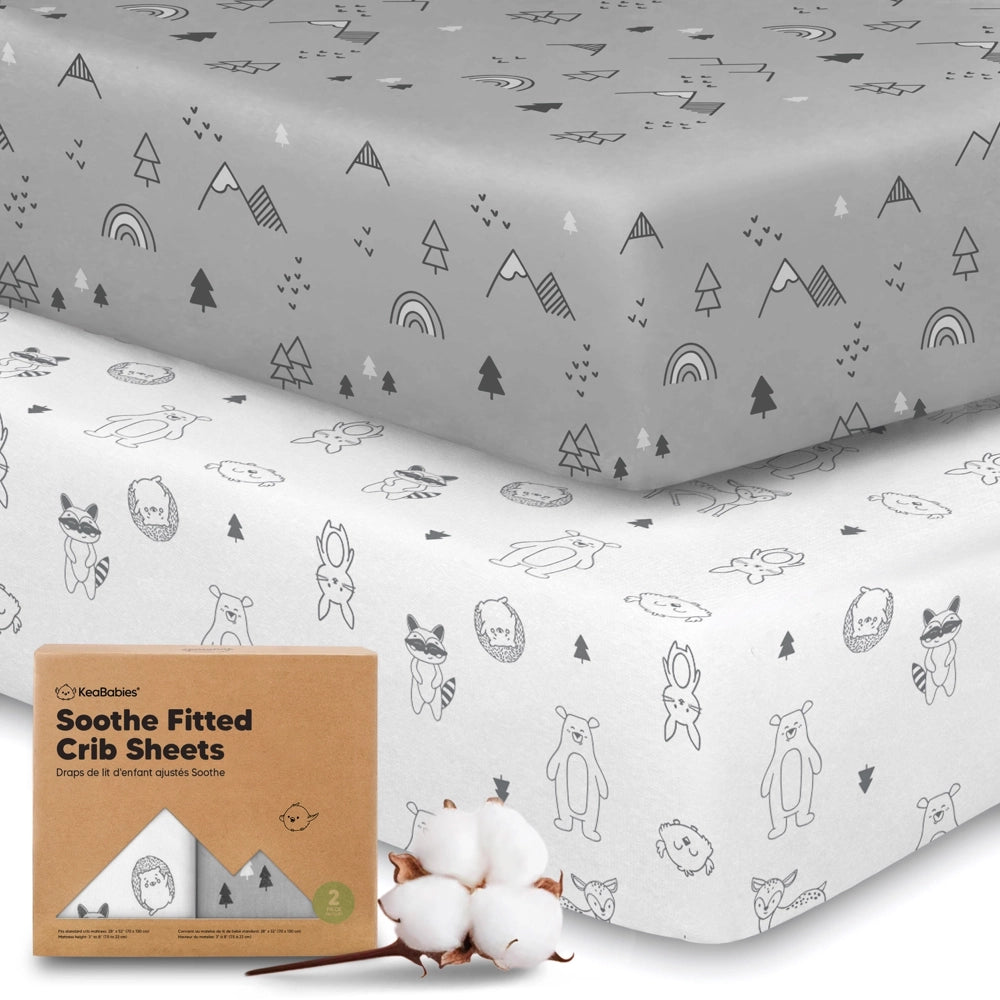 Keababies Organic Cotton Fitted Crib Sheets 2pk - Woodland