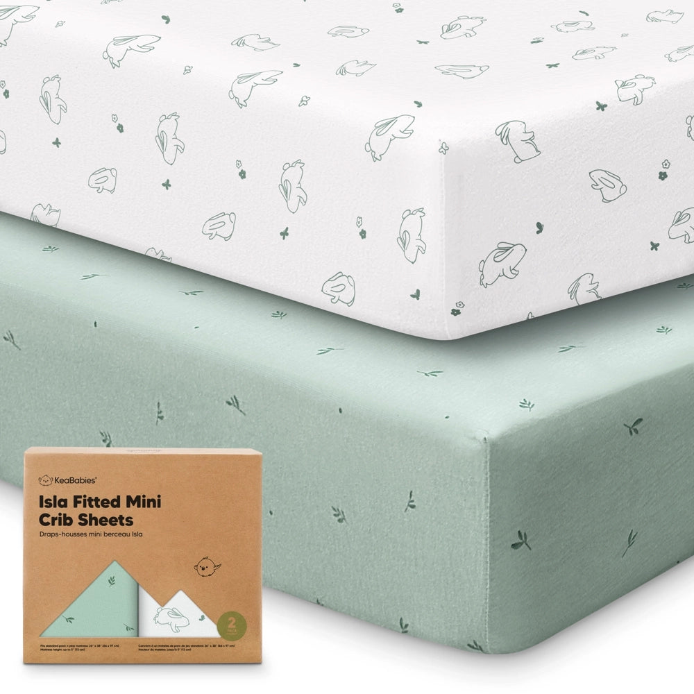 Keababies Isla Fitted Mini Crib Sheets 2pk - Bunnies