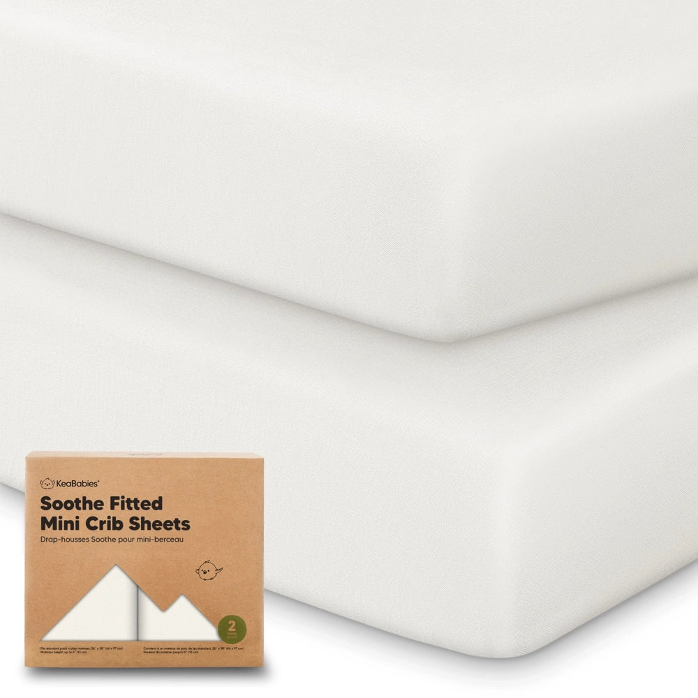 Keababies Soothe Fitted Mini Crib Sheets 2pk - Soft White
