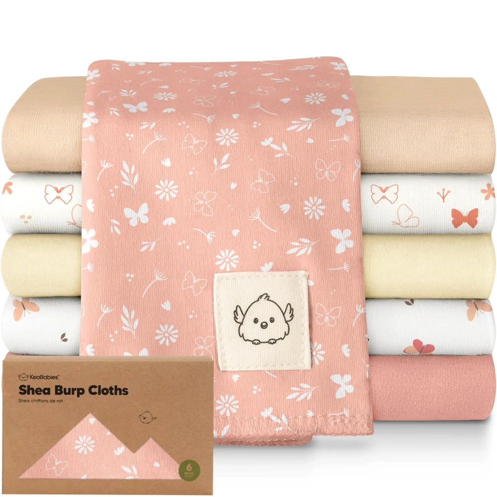 Keababies Shea Burp Cloths 6pk - Butterflies