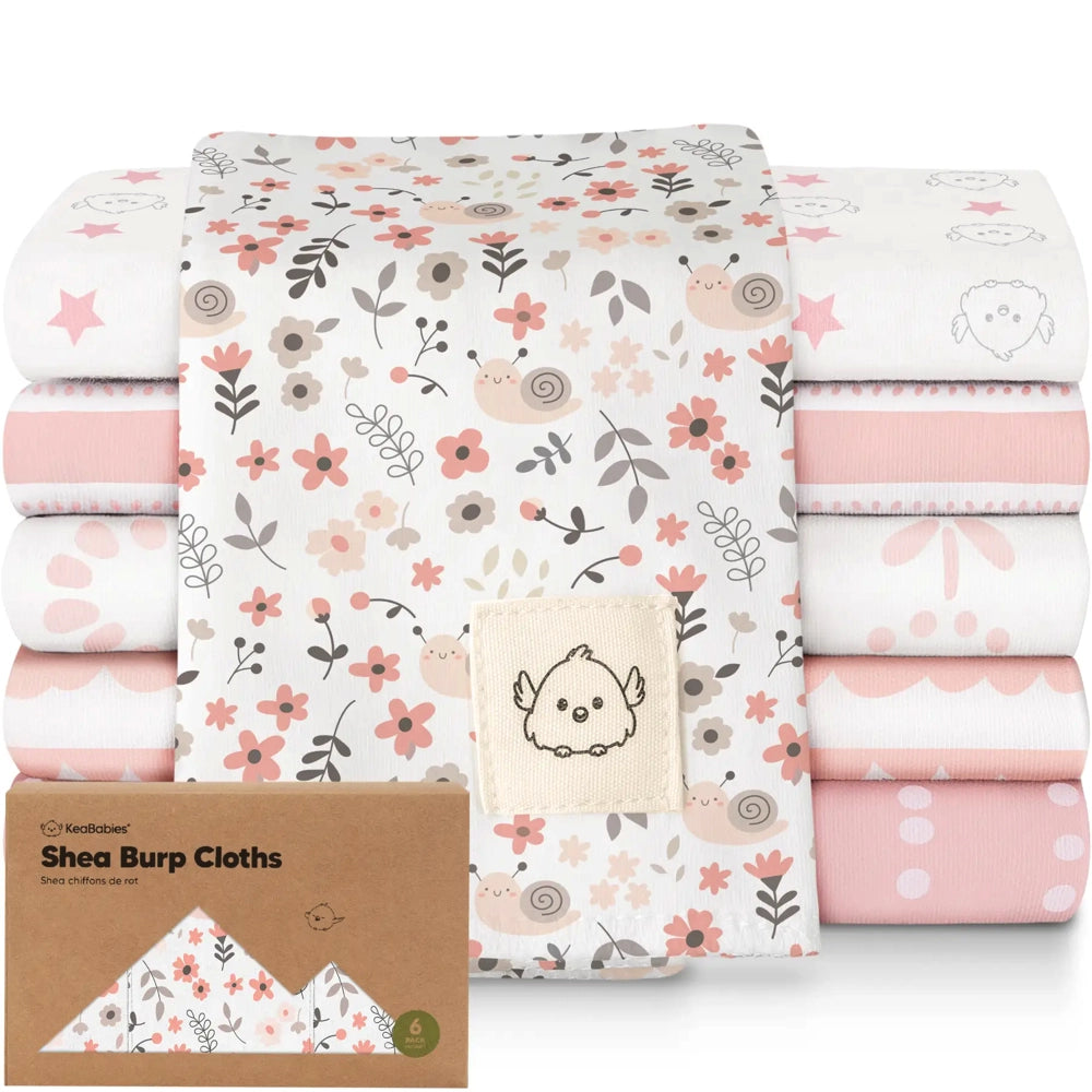 Keababies Shea Burp Cloths 6pk - Sweet Charm