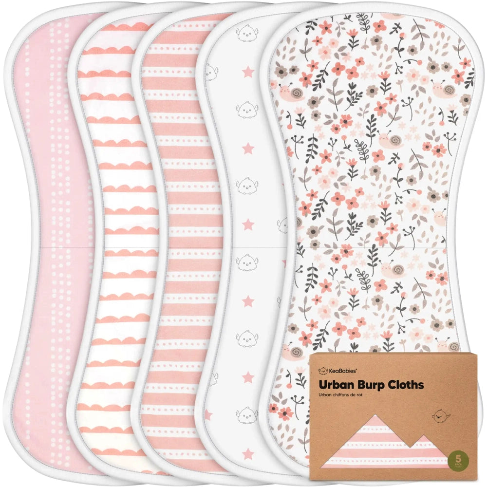 Keababies Urban Burp Cloths 5pk - Sweet Charms