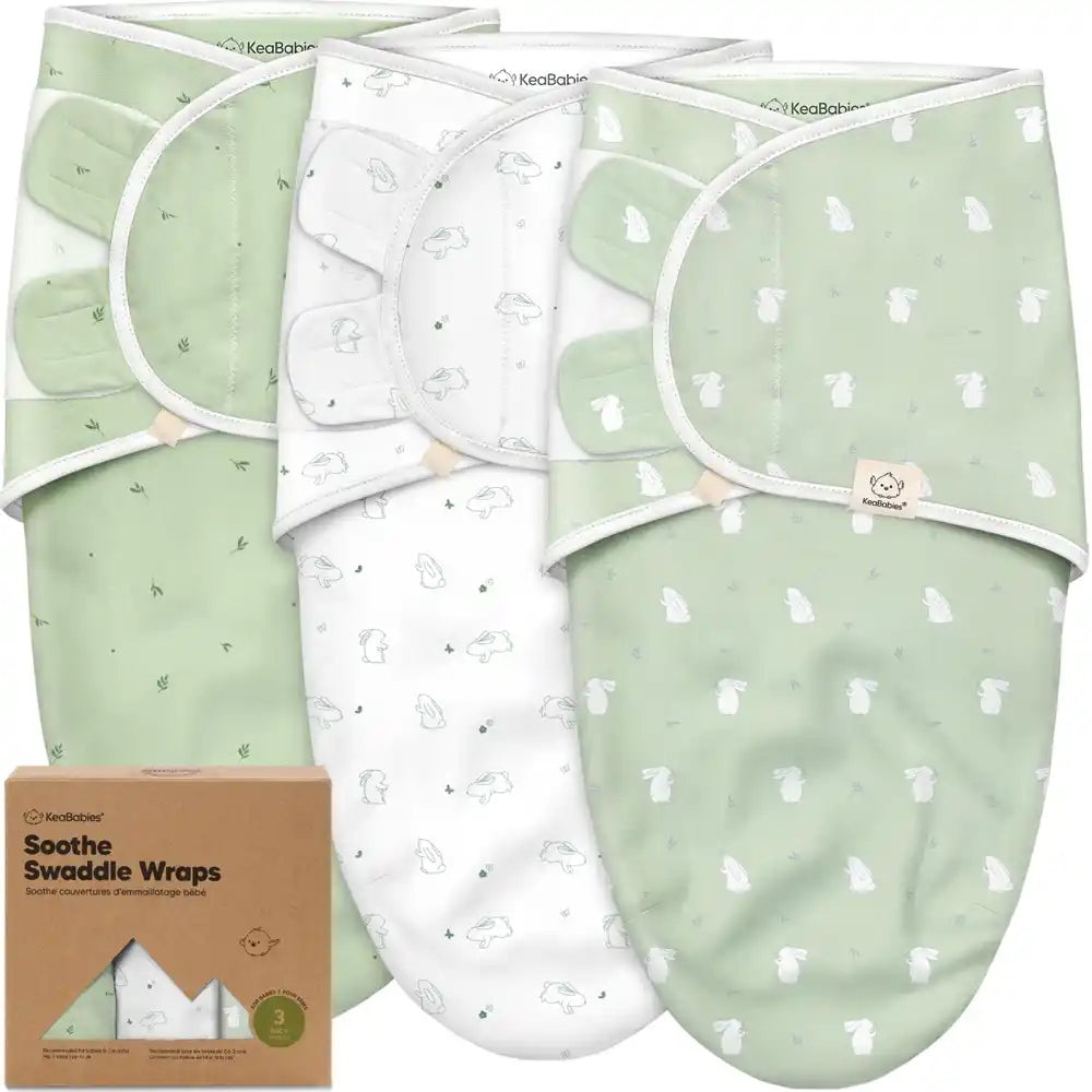 Keababies 3pk Soothe Baby Swaddles - Bunnies