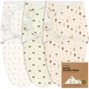 Keababies 3pk Soothe Baby Swaddles - Nibbles/Bruce
