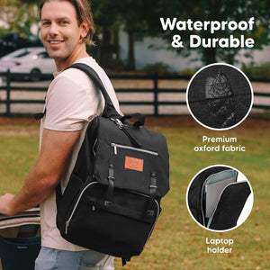 Keababies Explorer Diaper Bag Backpack - Trendy Black