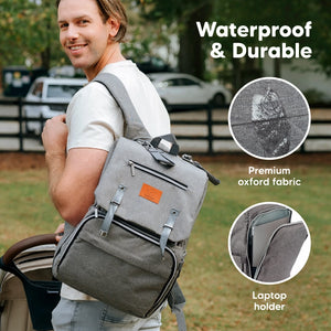 Keababies Explorer Diaper Bag Backpack - Classic Grey