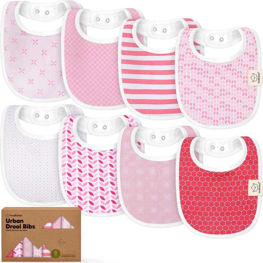 Keababies Urban Droll Bibs 8pk - Blush