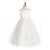 satin top special occasion dress with tulle overskirt and rhinestone pearl detail at waist. White