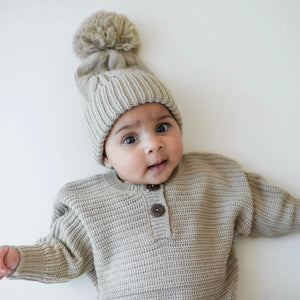 Kyte Baby Chunky Cable Knit Beanie in Almond