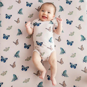 Kyte Baby Printed Crib Sheet Blush Butterfly