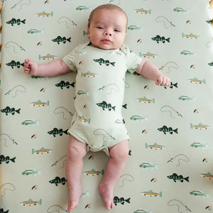 Kyte Baby Short Sleeve Bodysuit in Fishing