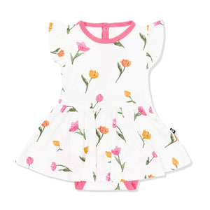 Kyte Baby Twirl Bodysuit Dress in Tulip