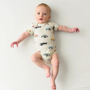 Kyte Baby Short Sleeve Bodysuit in Vintage Truck