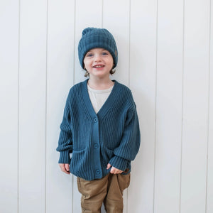 Kyte Baby Chunky Knit Ribbed Beanie in Atlantic