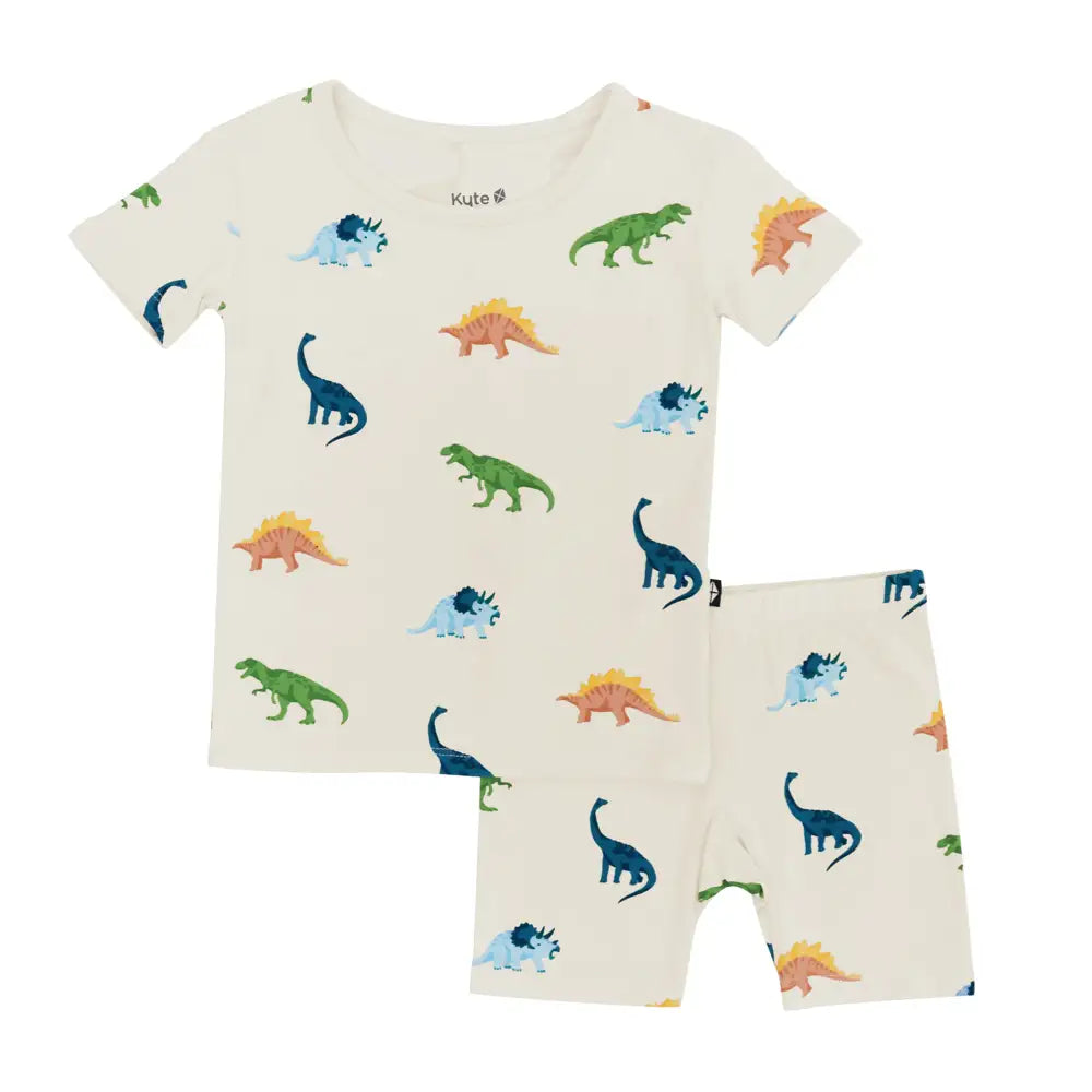 Kyte Baby Short Sleeve Pajama in Ecru Roar