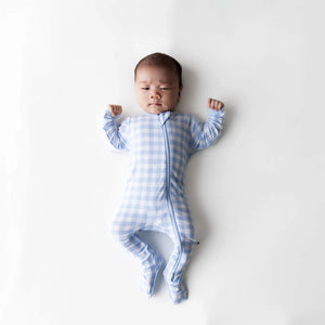 Kyte Baby Zippered Footie in Gingham Breeze