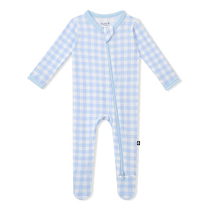 Kyte Baby Zippered Footie in Gingham Breeze