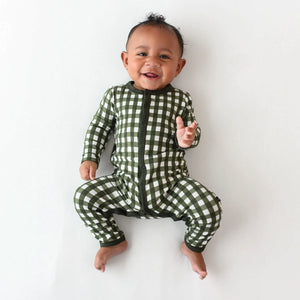 Kyte Baby Snap Romper in Gingham Fir