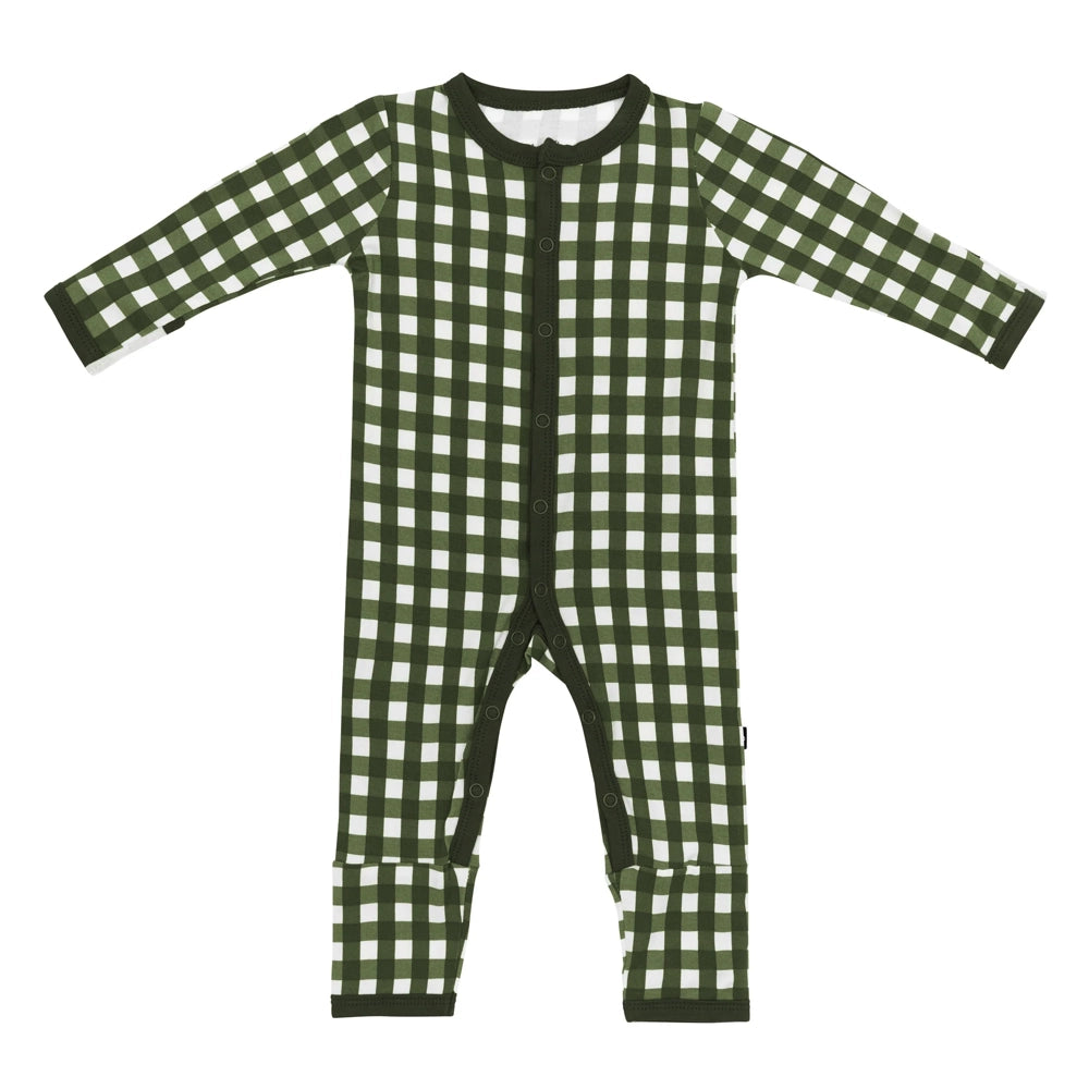 Kyte Baby Snap Romper in Gingham Fir