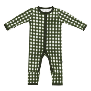 Kyte Baby Snap Romper in Gingham Fir