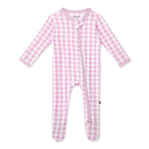 Kyte Baby Zippered Footie in Gingham Thistle