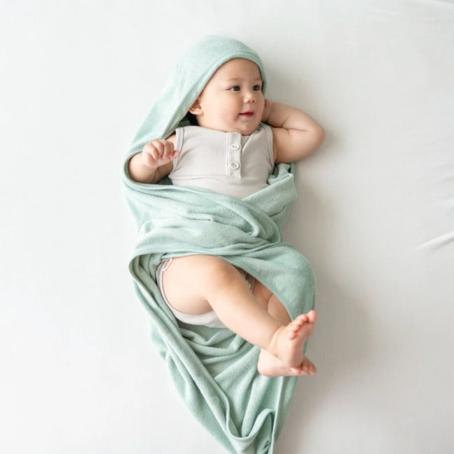 Kyte Baby Hooded Bath Towel in Sage Baby Charlotte Canada
