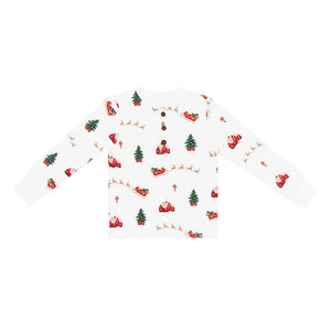 Kyte Baby Long Sleeve Toddler Henley Tee in Santa Sleigh