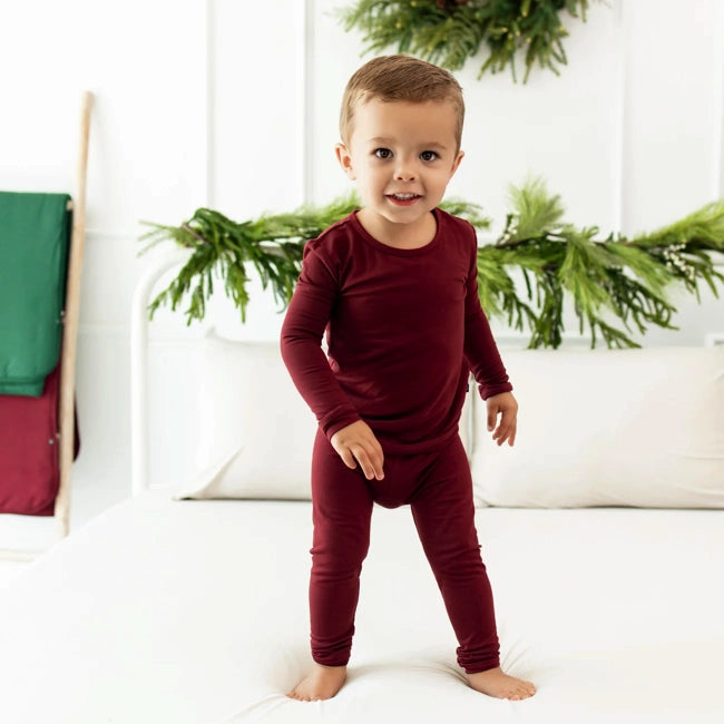 Kyte BABY Long Sleeve Toddler Pajama Set Burgundy 2 Toddler