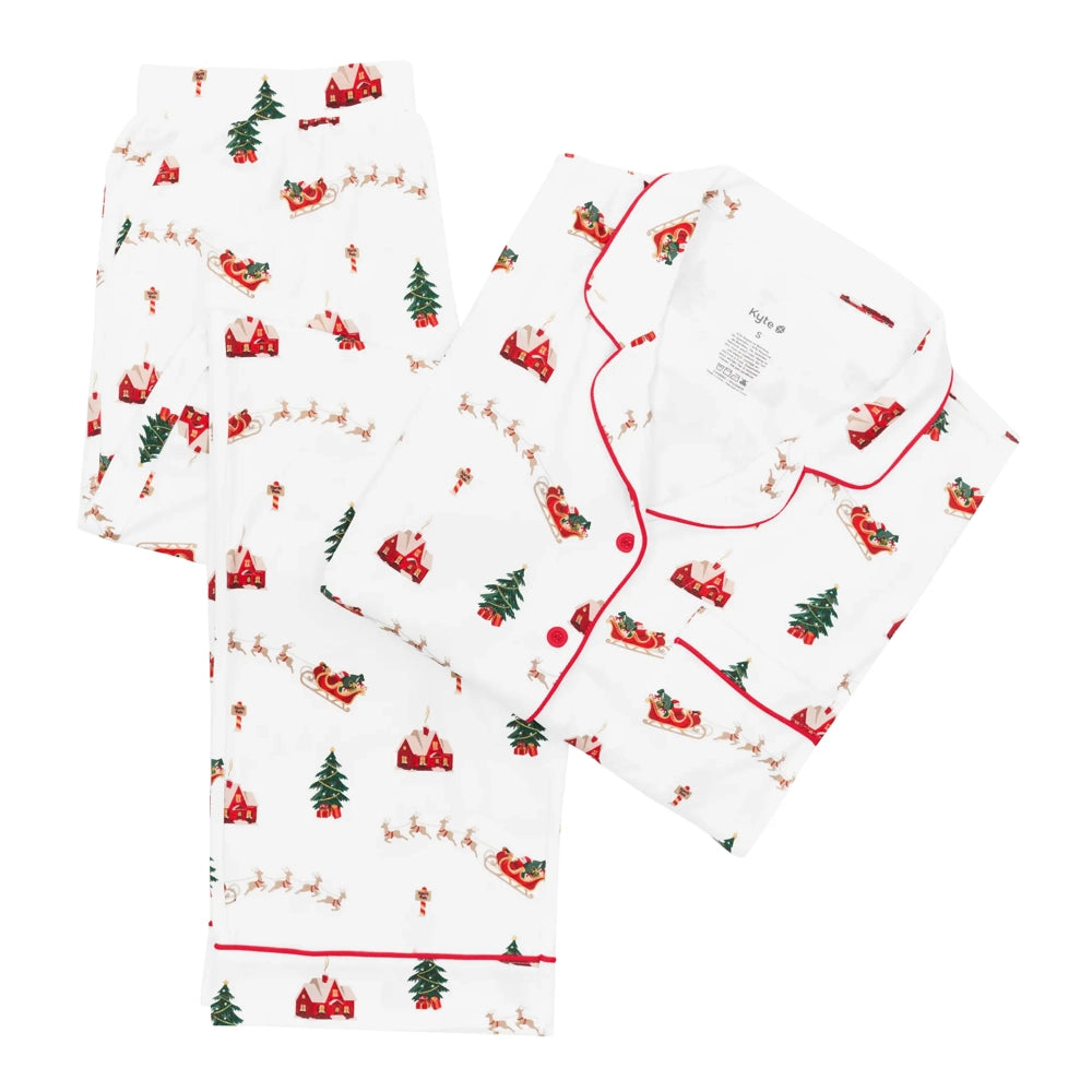 Kyte Baby Long Sleeved Women's Pajama Set in Santa Sleigh