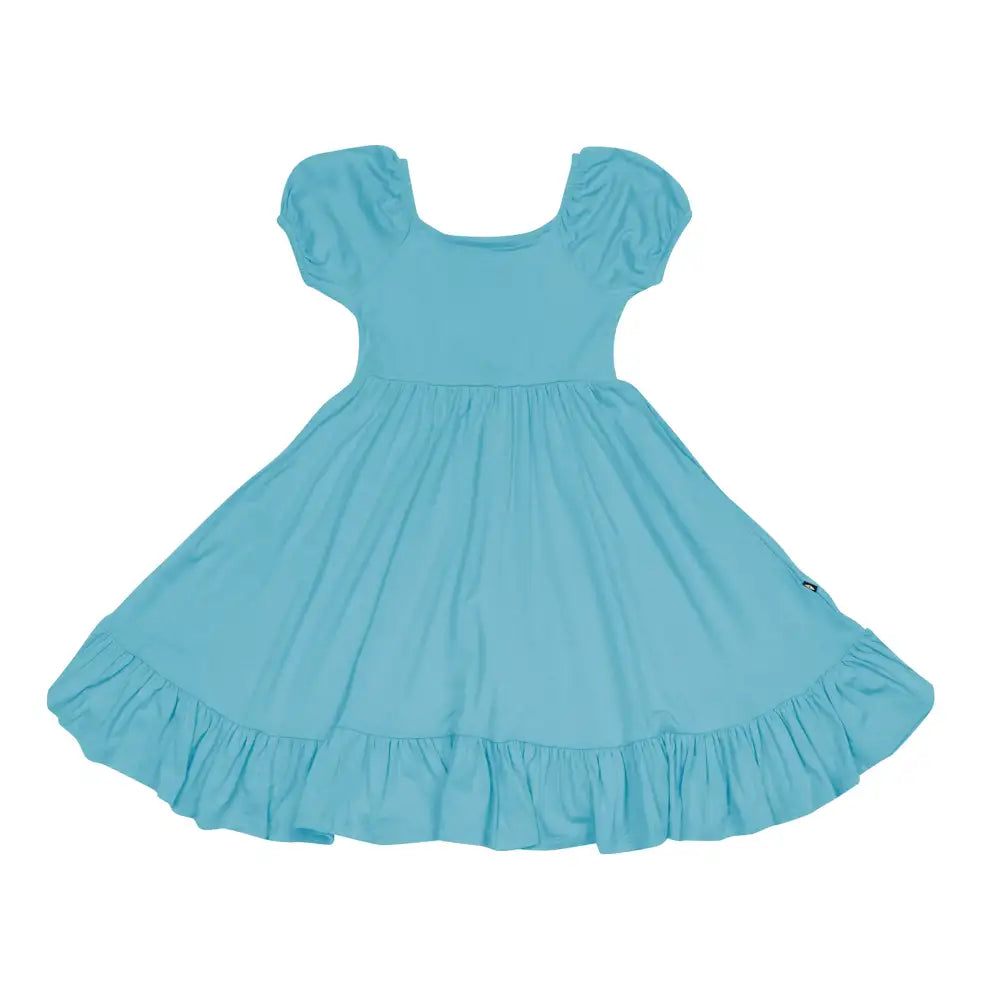 Kyte Baby Puff Sleeve Twirl Dress in Makai