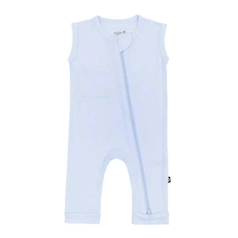 Kyte Baby Zippered Sleeveless Romper in Mist