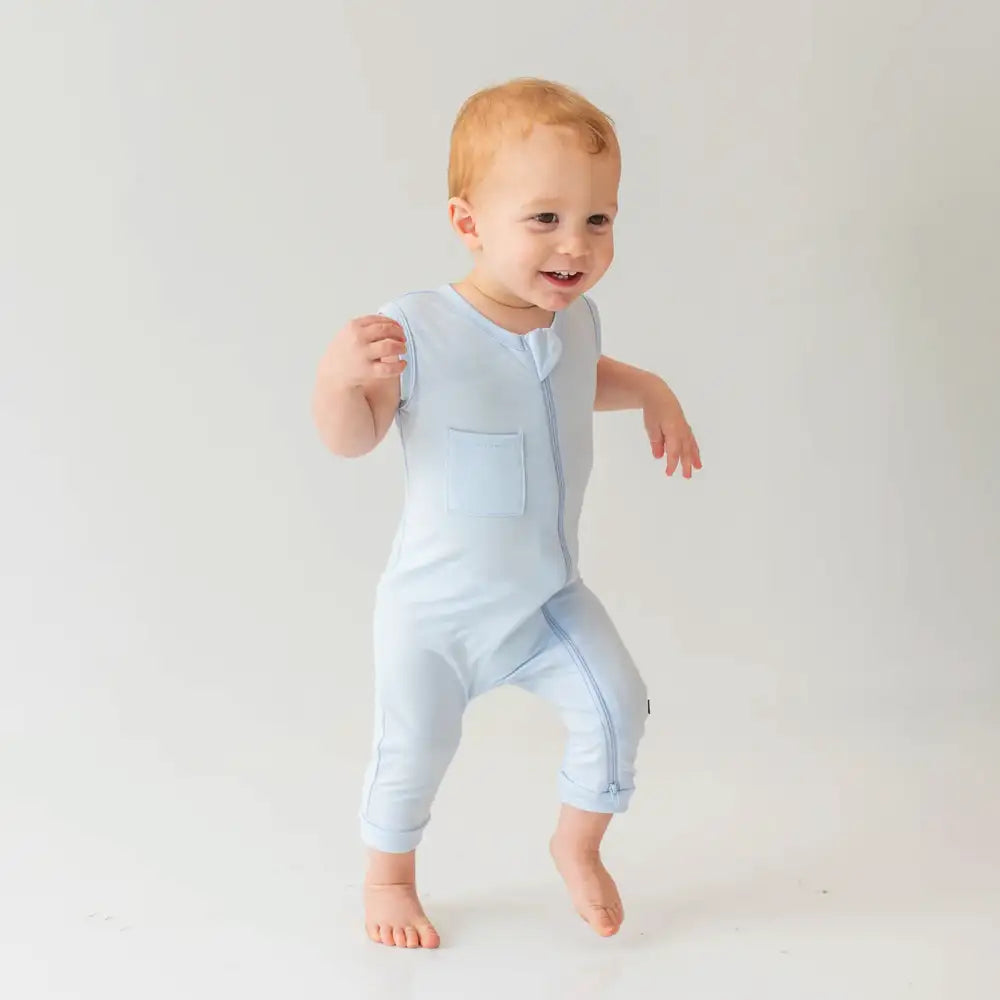 Kyte Baby Zippered Sleeveless Romper in Mist Baby Charlotte Canada