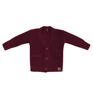 Kyte Baby Chunky Knit Oversized Cardigan in Burgundy