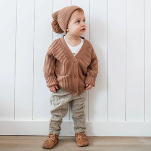 Kyte Baby Chunky Knit Oversized Cardigan in Latte