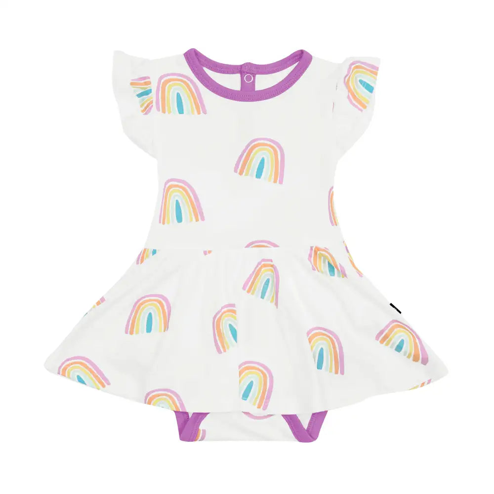 Kyte Baby Twirl Bodysuit Dress in Poi Rainbow