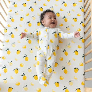 Kyte Baby Printed Crib Sheet in Lemon