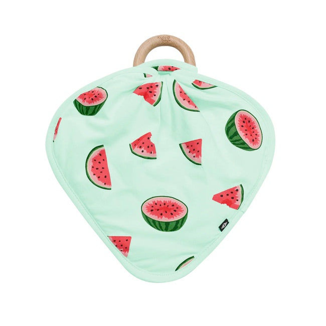 Kyte Baby Lovey with Removable Wooden Teething Ring in Watermelon