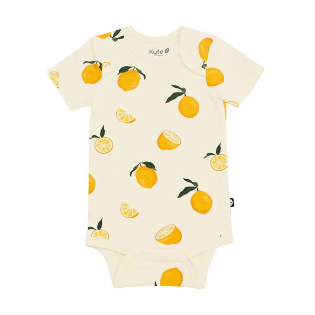 Kyte Baby Short Sleeve Printed Bodysuit in Lemon