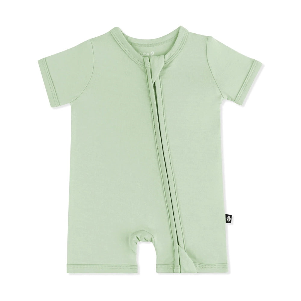 Kyte Baby Zipper Shortall Romper in Basil