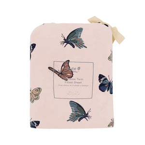 Kyte Baby Printed Twin Sheet in Blush Butterfly
