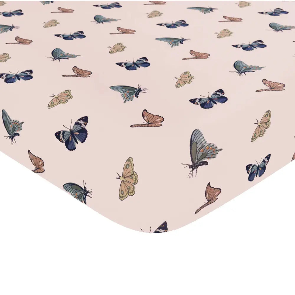 Kyte Baby Printed Twin Sheet in Blush Butterfly