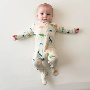 Kyte Baby Zippered Footie in Ecru Roar