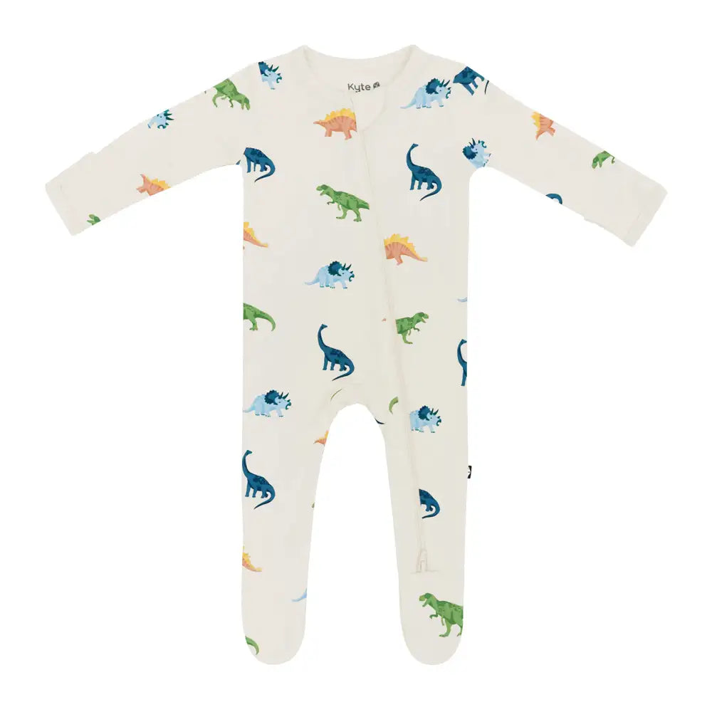 Kyte Baby Zippered Footie in Ecru Roar