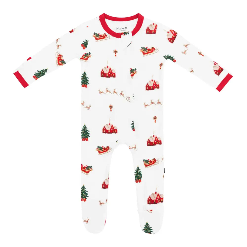 Kyte Baby Zippered Footie in Santa Sleigh